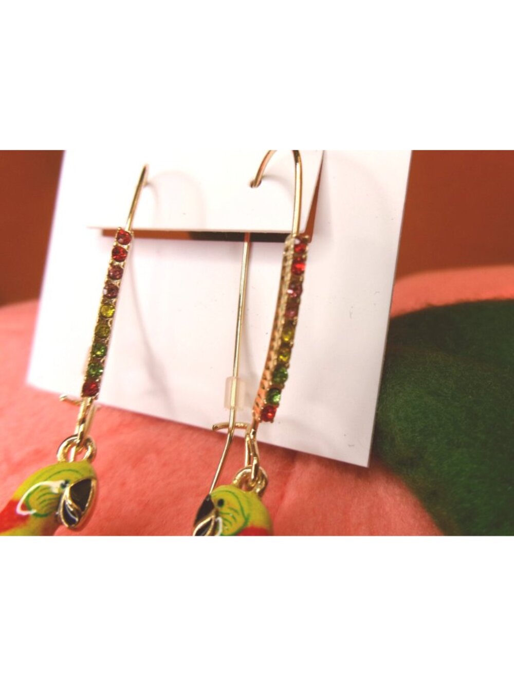 Betsey Johnson Tropical Parrot Drop Earrings - Picture 3 of 5